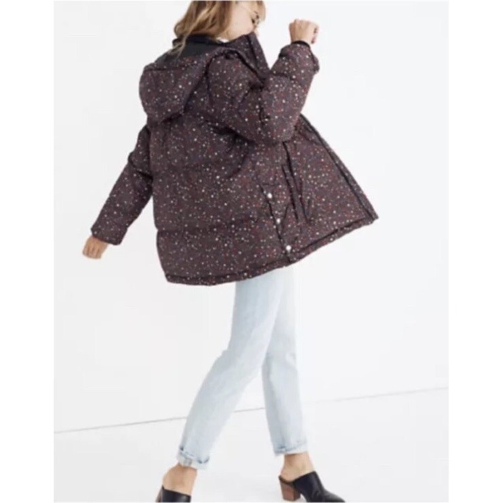 Madewell Puffer Jacket Primaloft Size Small Black Starry Night Celestial